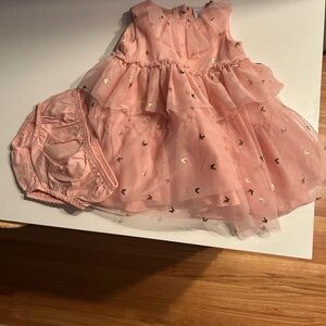 Carter's Pink Dress with Gold Accents and Bloomers